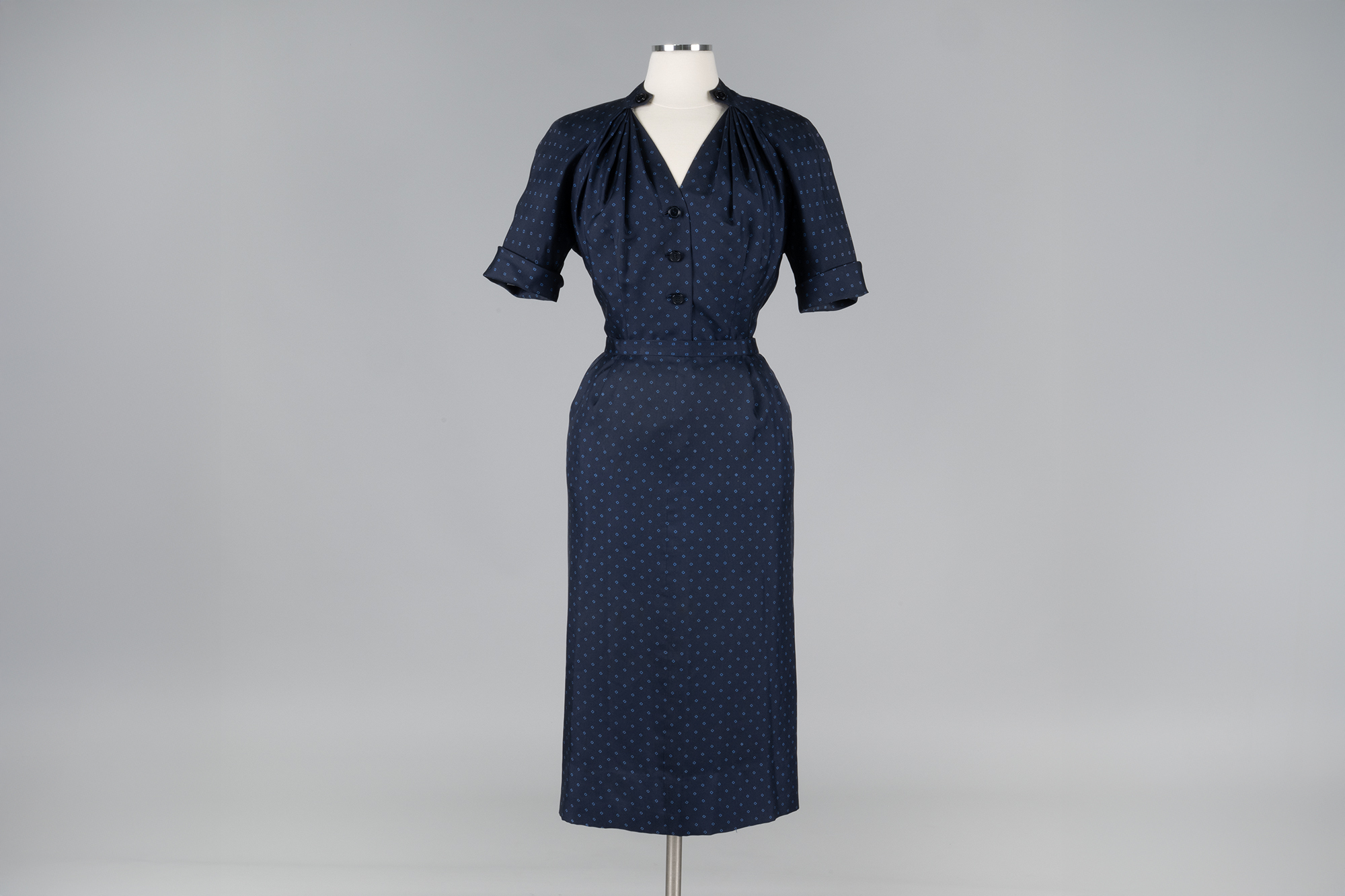 Image of Two-piece silk dress designed by Christian Dior, 1952